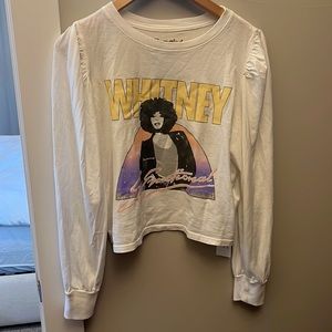 Cropped white Whitney t shirt with puff sleeves. Never worn.